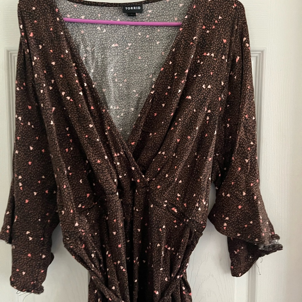 Torrid Black and Pink Heart Patterned Top